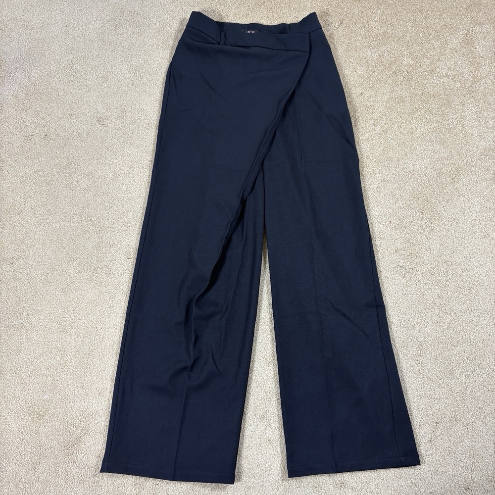 NWT Micas Black Straight Leg Crossover Waist Women's Slacks Business Casual S